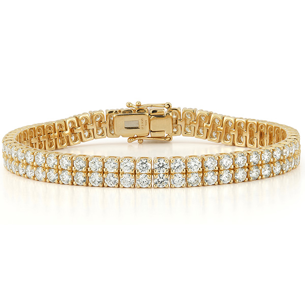 14k Yellow Gold 10.8 ct tw Diamond Two Row Tennis Bracelet
