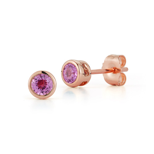 14k Rose Gold Bezel .35 ct tw Pink Sapphire Stud Earrings