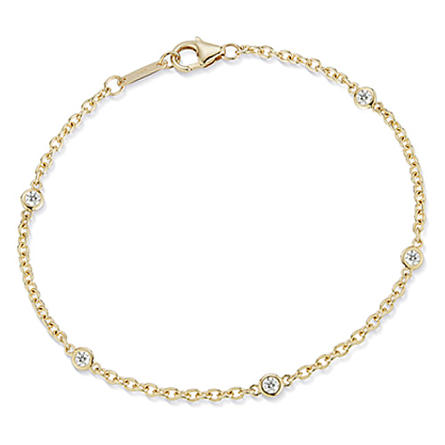 14k Yellow Gold 0.25 ct tw Diamond Five Station Bezel Bracelet