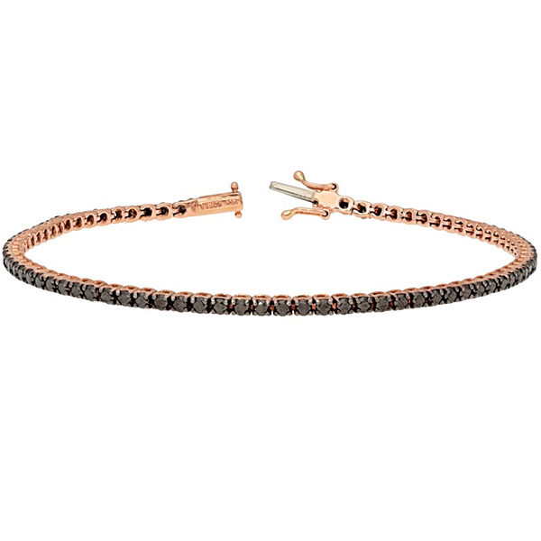 14k Rose Gold 2 ct tw Black Diamond Tennis Bracelet