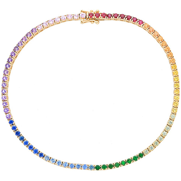 14k Yellow Gold 2.0 ct tw Rainbow Sapphire Tennis Bracelet