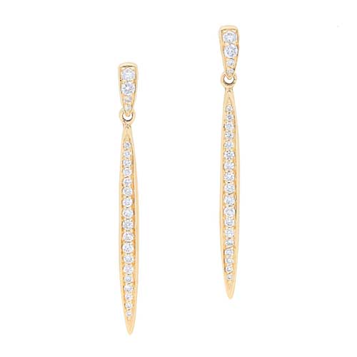 14K Yellow Gold .34 ct tw Pave Diamond Stiletto Drop Earrings