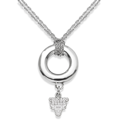 Sterling Silver 16in Chicago Bulls Halo Necklace