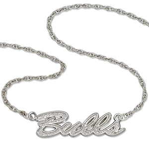 Sterling Silver Chicago Bulls Script 18in Necklace