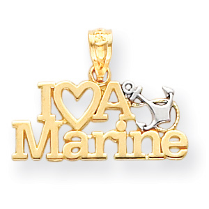 I Love a Marine 3/8in Pendant - 14k Yellow Gold