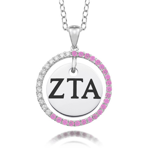 Sterling Silver Zeta Tau Alpha CZ Circle Necklace