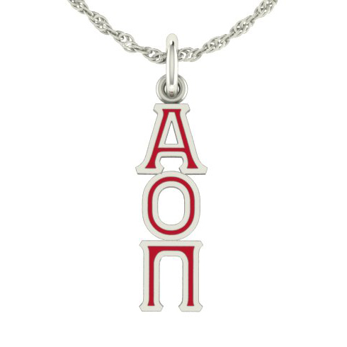 Sterling Silver Alpha Omicron Pi Lavaliere Necklace