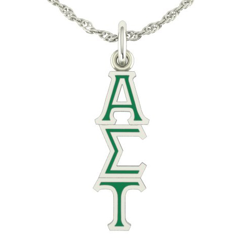 Sterling Silver Alpha Sigma Tau Lavaliere Necklace