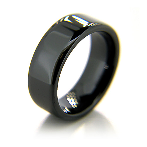 8mm Flat Black Ceramic Rounded Edge Ring