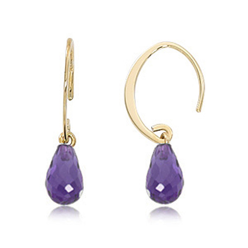 14k Yellow Gold Amethyst Briolette Mini Sweep Drop Earrings