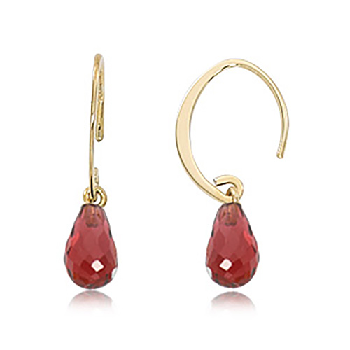 14k Yellow Gold Garnet Briolette Mini Sweep Drop Earrings