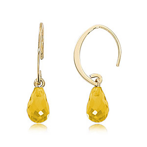 14k Yellow Gold Citrine Briolette Mini Sweep Drop Earrings