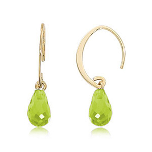 14k Yellow Gold Peridot Briolette Mini Sweep Drop Earrings