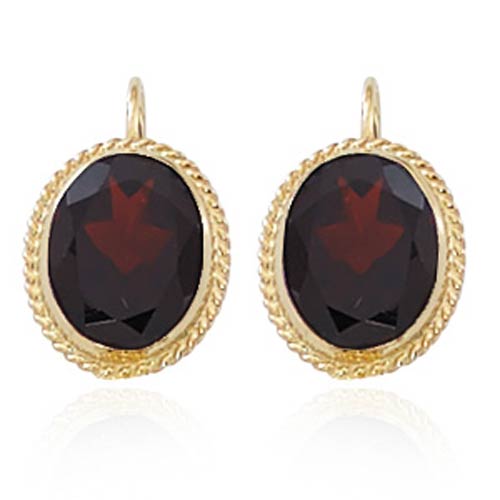 14k Yellow Gold 6.2 ct tw Oval Garnet Lever Back Earrings