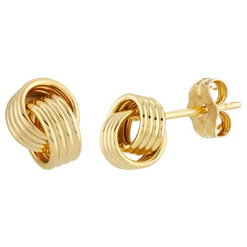 14k Yellow Gold Coiled Knot Stud Earrings