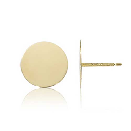 14k Yellow Gold Mini Disc Stud Earrings