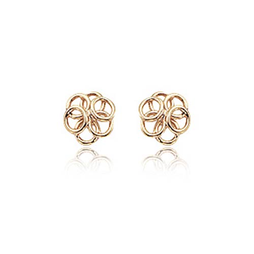14k Yellow Gold Cluster Open Circle Post Earrings