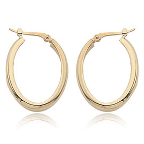 14k Yellow Gold Classic Oval Hoop Earrings 3/4in