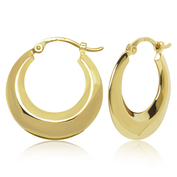 14k Yellow Gold Tapered Scooped Round Hoop Earrings 3/4in