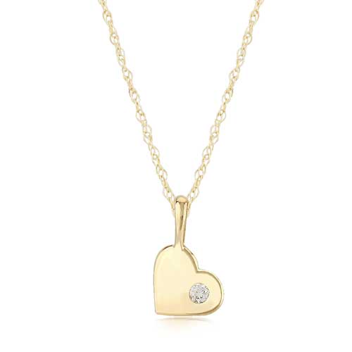 14k Yellow Gold .03 ct Diamond Small Heart Necklace