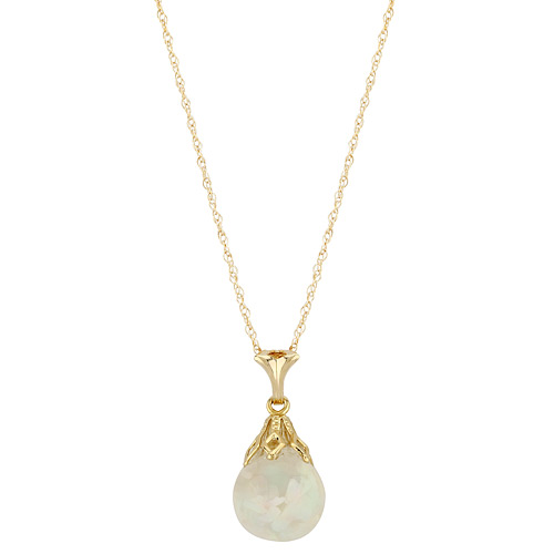 14k Yellow Gold Floating Opal Necklace