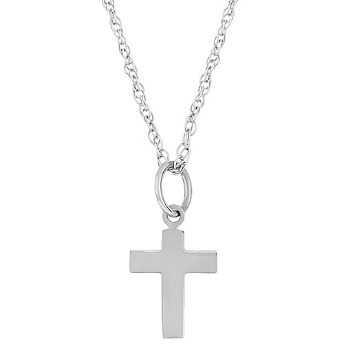 14k White Gold Tiny Short Cross Necklace