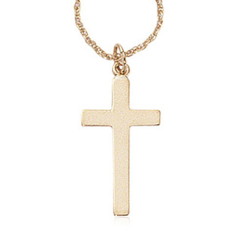 14k Yellow Gold Classic Cross Necklace