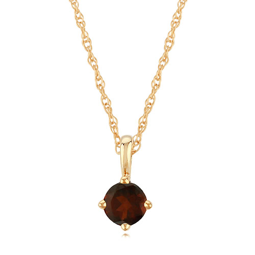 14k Yellow Gold 1/4 ct Garnet Solitaire Necklace