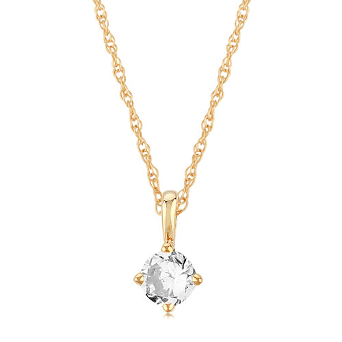 14k Yellow Gold 4mm Cubic Zirconia Solitaire Necklace