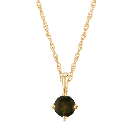 14k Yellow Gold 1/4 ct Smoky Quartz Solitaire Necklace