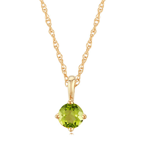 14k Yellow Gold 1/4 ct Peridot Solitaire Necklace