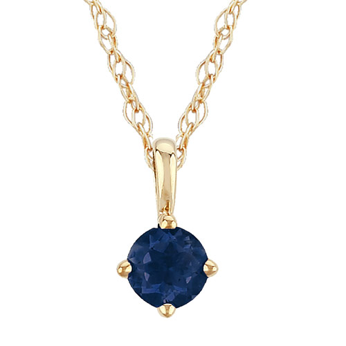 14k Yellow Gold 1/3 ct Sapphire Solitaire Necklace