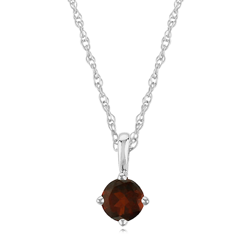 14k White Gold 1/4 ct Garnet Solitaire Necklace