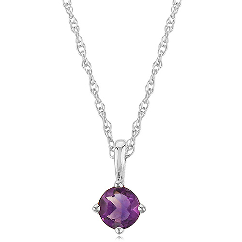 14k White Gold 1/4 ct Amethyst Solitaire Necklace