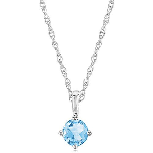 14k White Gold 1/3 ct Sky Blue Topaz Solitaire Necklace