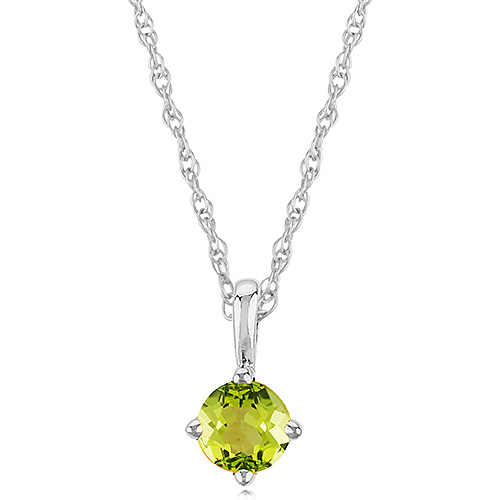 14k White Gold 1/4 ct Peridot Solitaire Necklace
