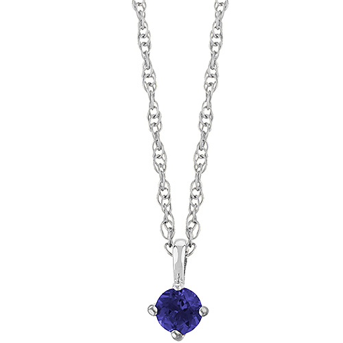 14k White Gold 1/3 ct Sapphire Solitaire Necklace