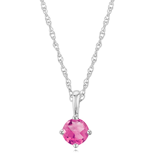 14k White Gold 1/4 ct Pink Tourmaline Solitaire Necklace