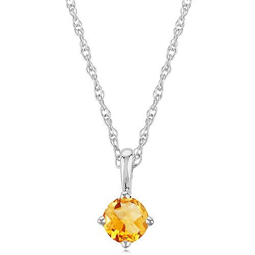 14k White Gold 1/4 ct Citrine Solitaire Necklace