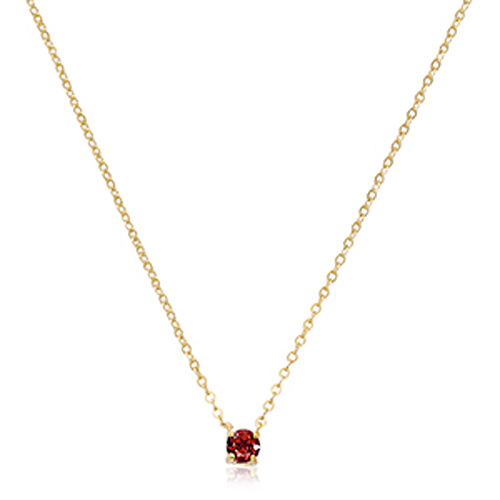 14k Yellow Gold Floating 1/4 ct Garnet Solitaire Necklace