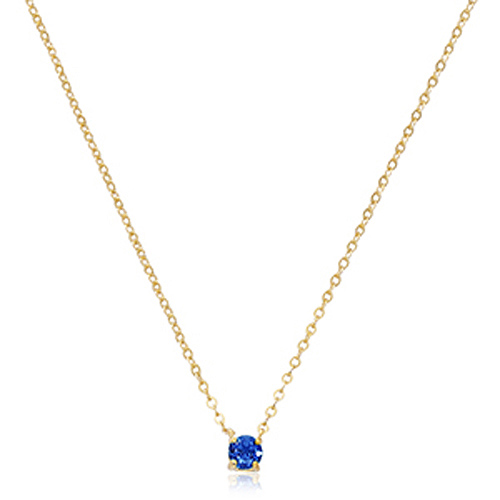 14k Yellow Gold Floating 1/3 ct Sapphire Solitaire Necklace