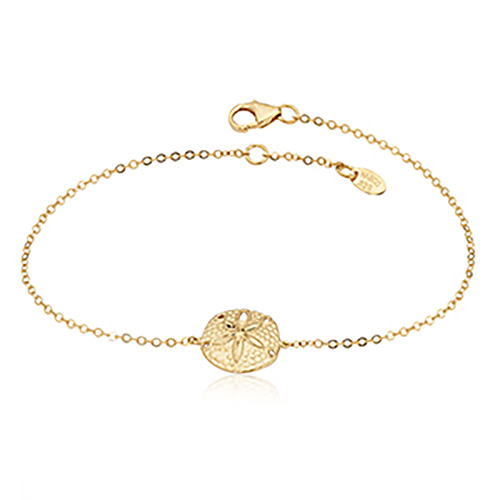 14k Yellow Gold Single Sand Dollar Charm Bracelet