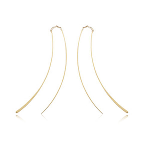 14k Yellow Gold Thick and Thin Wire Threader Earrings