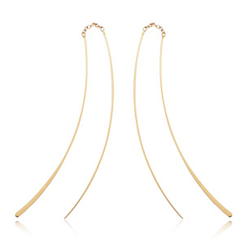 14k Yellow Gold Double Wire Threader Earrings 2.75in