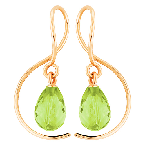 14k Yellow Gold Mini Peridot Briolette Threader Earrings