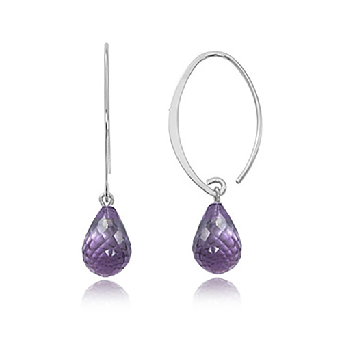 Sterling Silver 6.5 ct Amethyst Briolette Drop Earrings