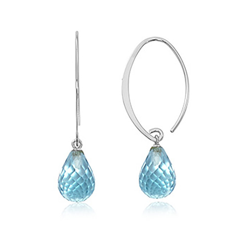 Sterling Silver Blue Topaz Briolette Drop Earrings