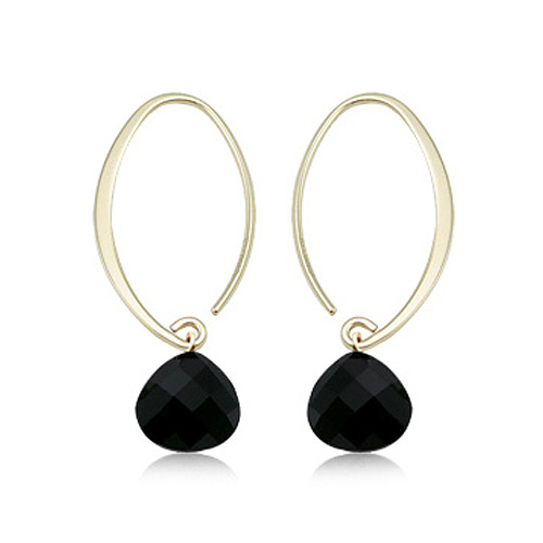14k Yellow Gold Sweep Onyx Earrings
