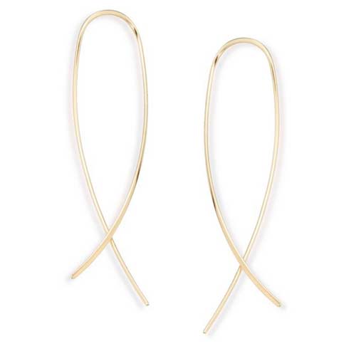 14k Yellow Gold Crossover Threader Earrings