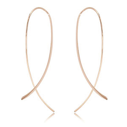 14k Rose Gold Crossover Threader Earrings